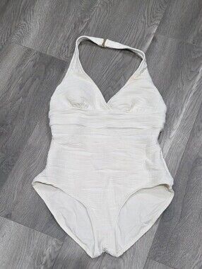 Anne Cole white textured halter one piece swimwear, size 8